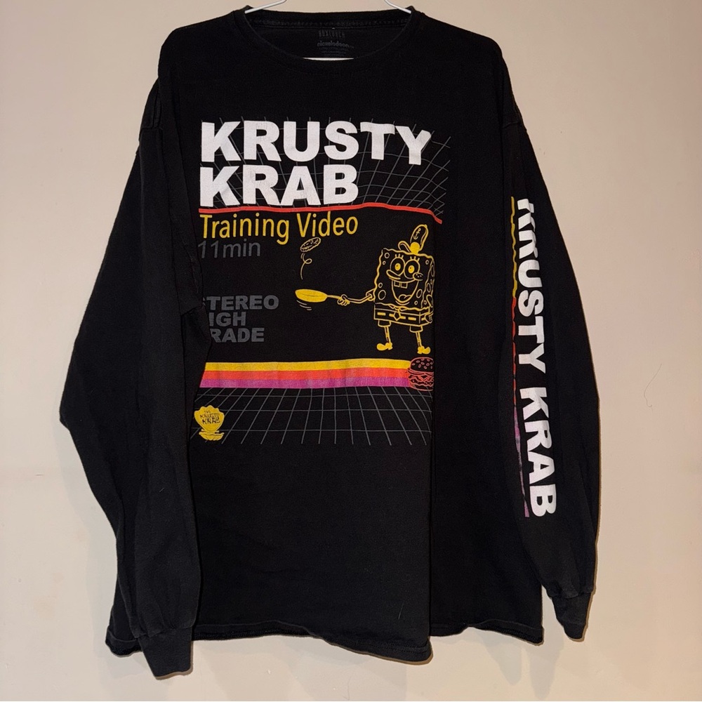SpongeBob SquarePants Krusty Krab Training Video Graphic Long Sleeve Shirt